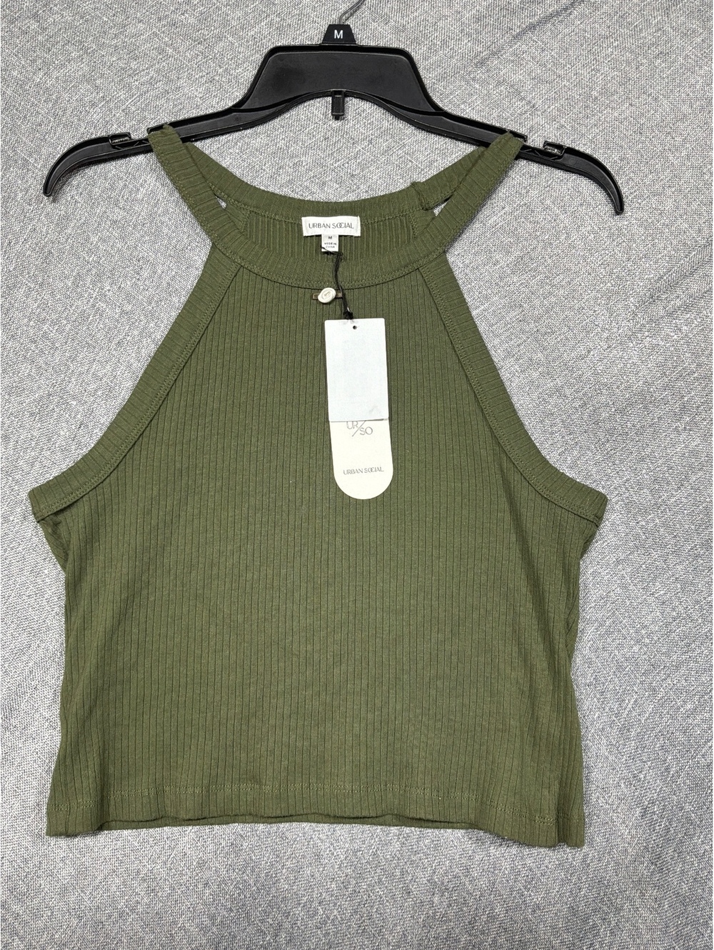 Urban Social Olive Green Ribbed Crop Top Tank